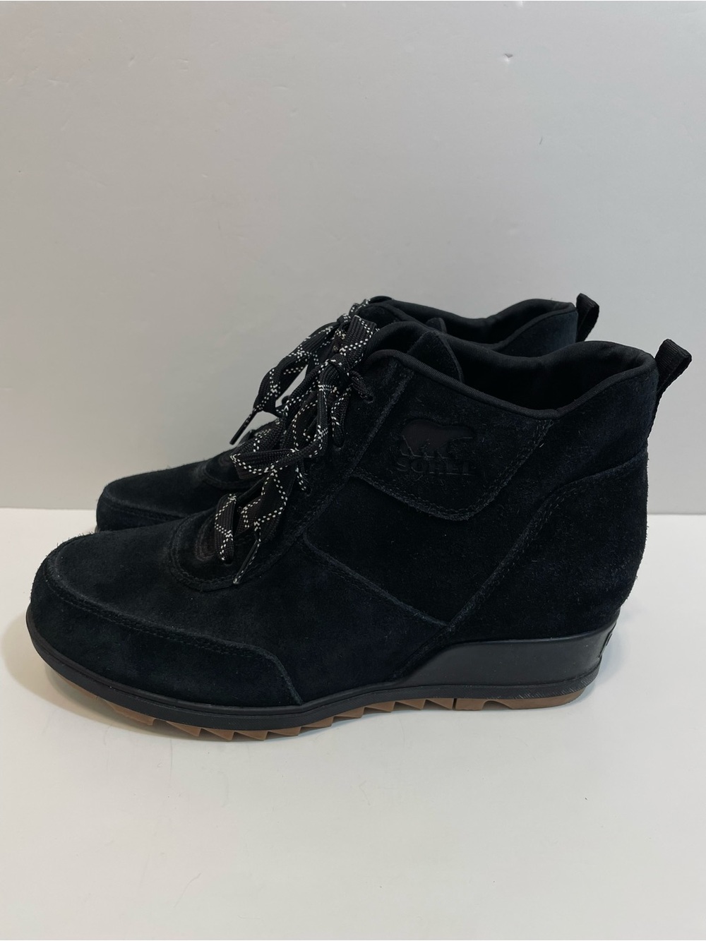 Sorel Evie Sport Lace Wedge Black Suede Women’s Booties Size 9.5 - Picture 5 of 11